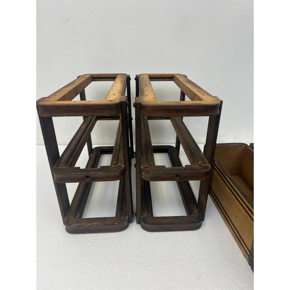 Vintage Wood Singer Sewing Machine Drawers w Brackets Wood Set of 2 Antique Pair - Picture 6 of 12